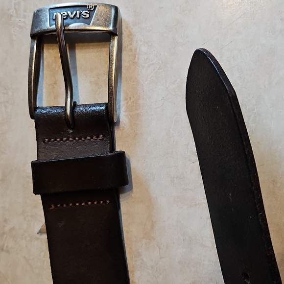 Levi's Dark Brown Bovine Leather Belt Sz. 85/34 Made In Mexico - Picture 8 of 9